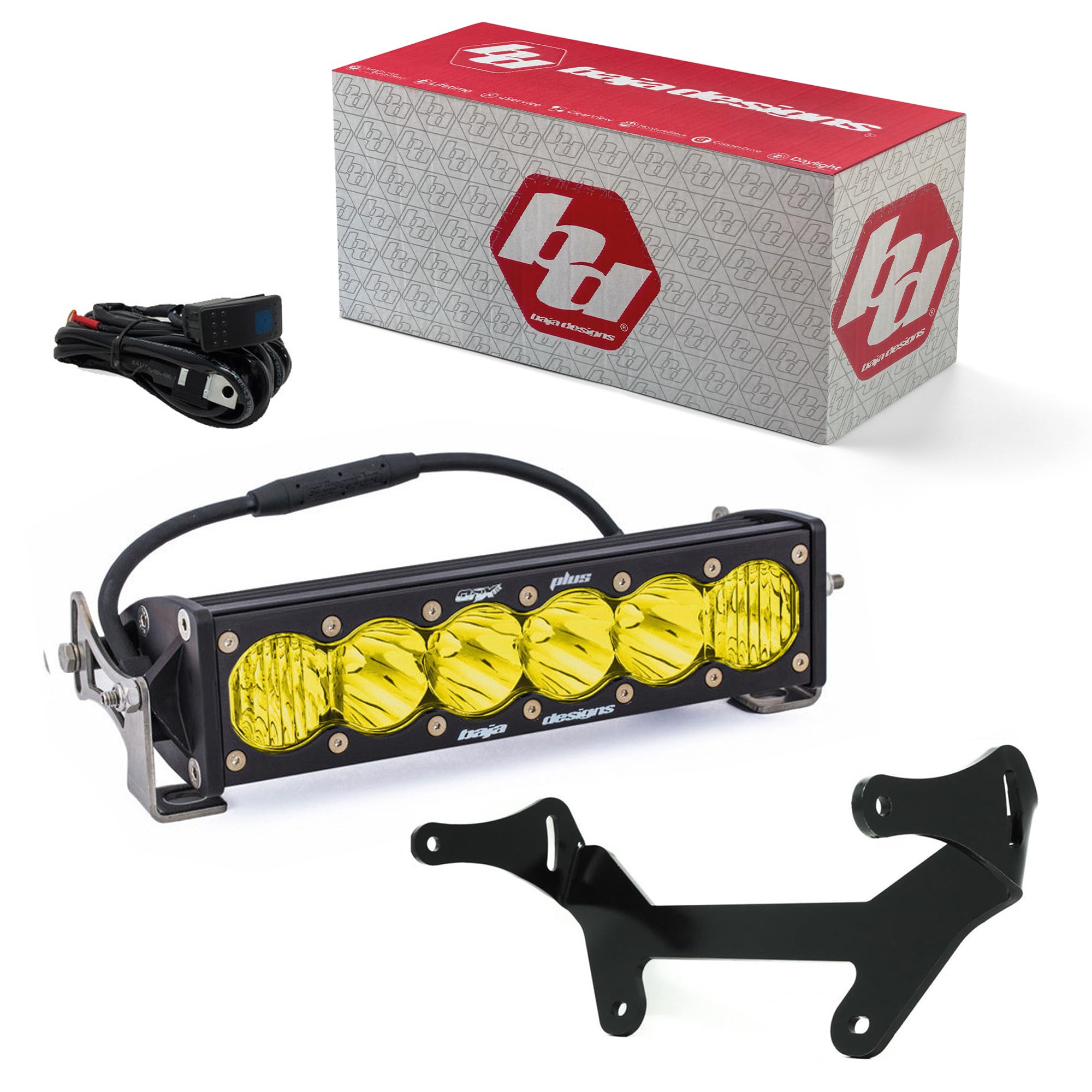 Baja Designs 10-inch OnX6+ LED Bar Shock Mount Kit for Can Am Maverick X3 2017-22 UTV (Driving/Combo; Amber)