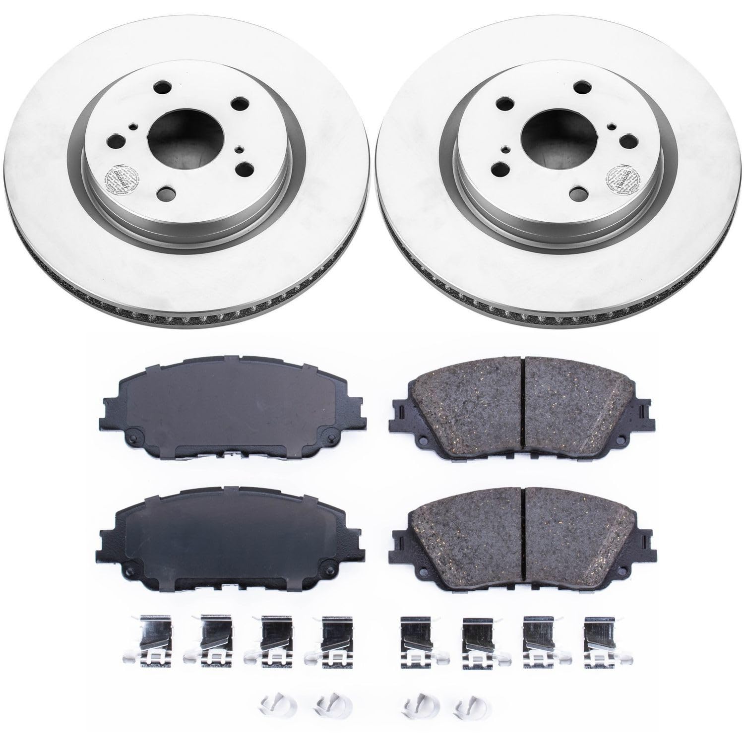 Coated Brake Rotor and Ceramic Brake Pads Power Stop CRK7895- Front For ES250, ES300h, ES350, UX200, UX250h, Avalon, C-HR, Camry, RAV4, Venza [Model Specific]