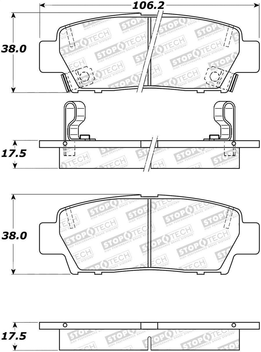 Rear StopTech 308.06720 Brake Pads with Shims and Hardware Street