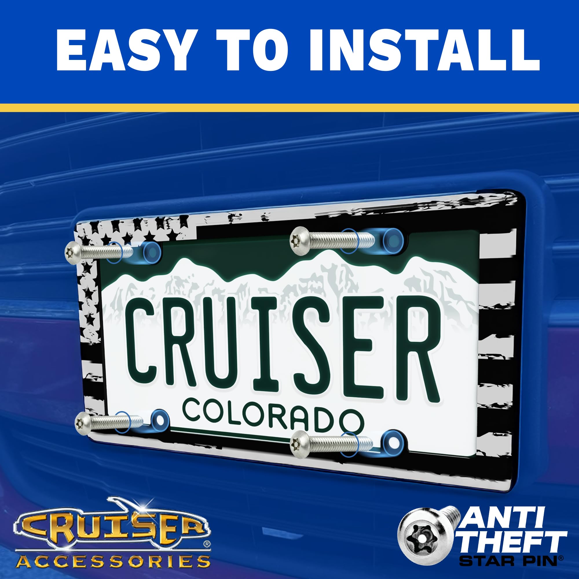 Golf Club Cruiser Accessories 19509 License Plate Frame, Chrome/Painted, Standard