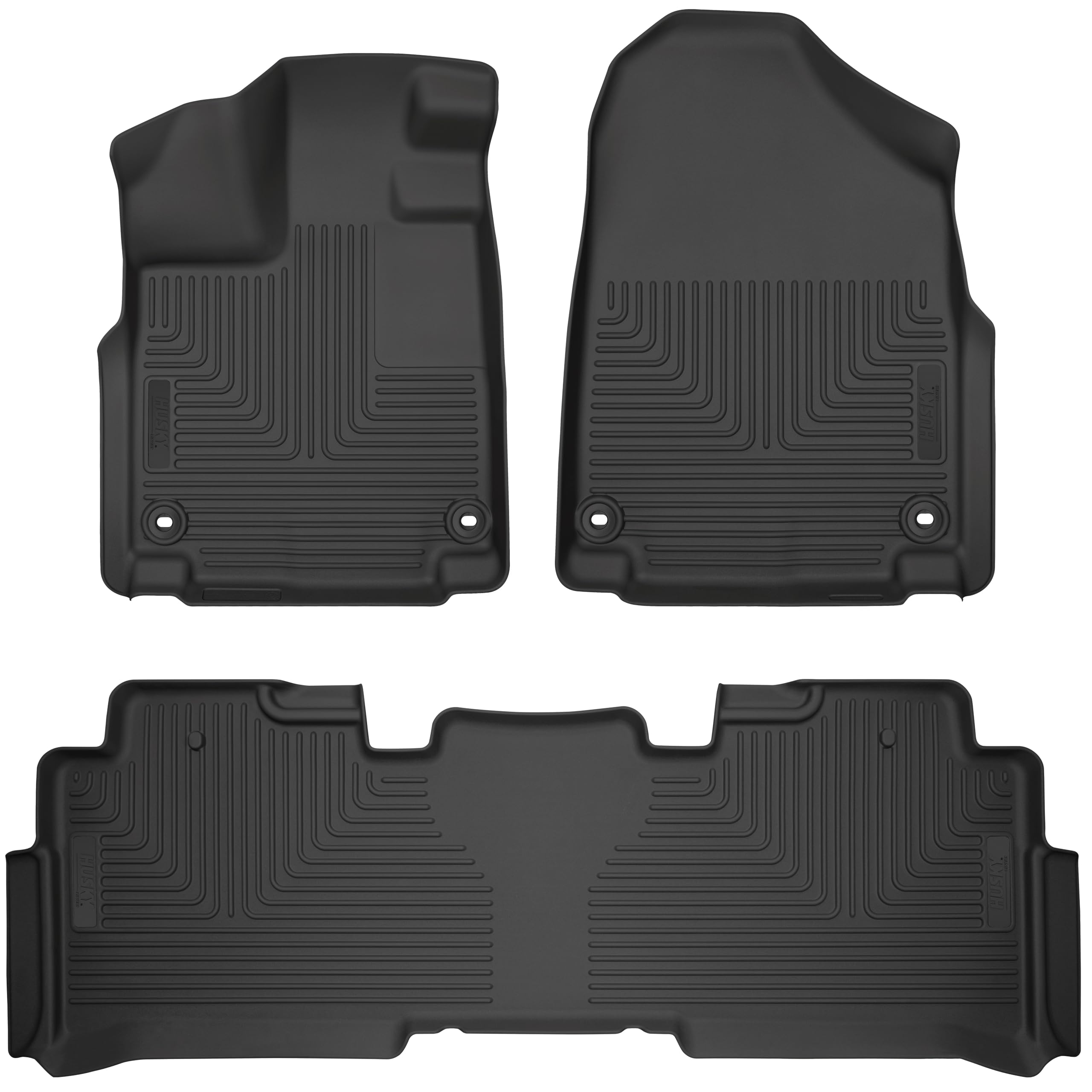 Husky Liners Floor Mats Weatherbeater | Fits 2018-2025 Honda Odyssey | Front & 2nd Row, 3-pc Black - 93761