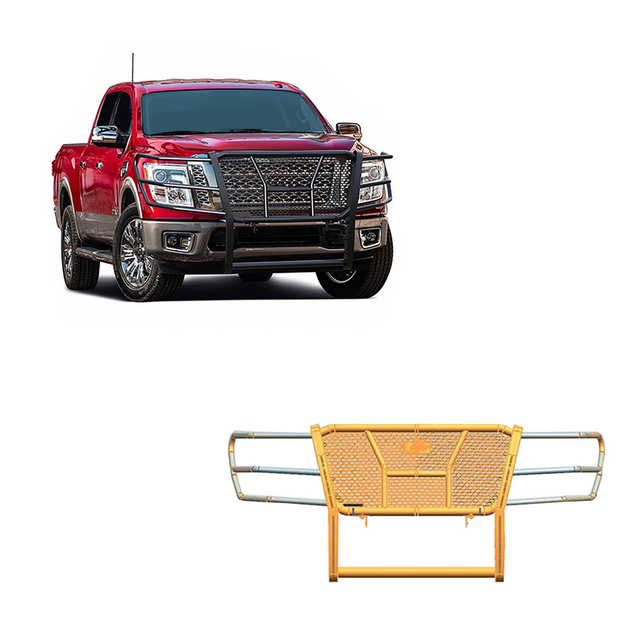 Heavy Duty Black Horse Rugged Grille Brush Bumper Guard Modular Black Compatible with 2017-2024 Nissan Titan-RU-NITI17-B