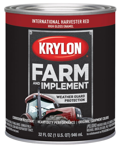Krylon® Farm & Implement 2024 Brush, High Gloss, International Harvester Red, 1 Quart Architectural Paints