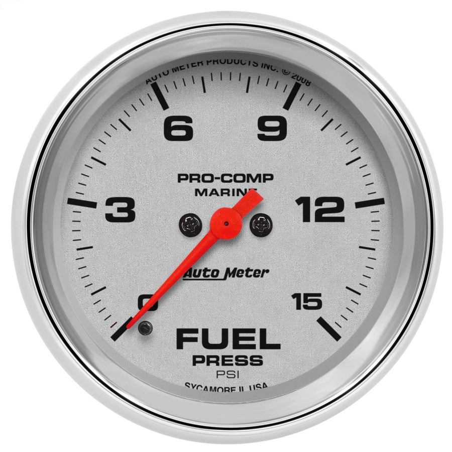 Gauge AutoMeter 200849-35 Fuel Press (Marine Chrome Ultra-Lite Gauge, 2 5/8", 15Psi, Digital Stepper Motor, Marine Chrome)