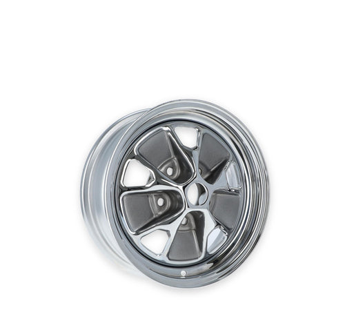 C5ZZ-1007-AR Scott Drake 65 Styled Steel Wheel 14x5 3 bs Chrome/Charcoal Inserts