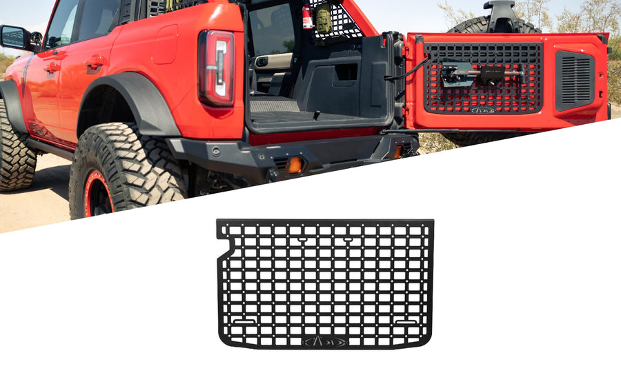 Addictive Desert Designs Molle Panel Tailgate for The 2021-2024 Ford Bronco & 2022-2024 Ford Bronco Raptor | Mounts Pouches, Kits, Tools, & More | Flush Fitment with The Tailgate | Made in The USA