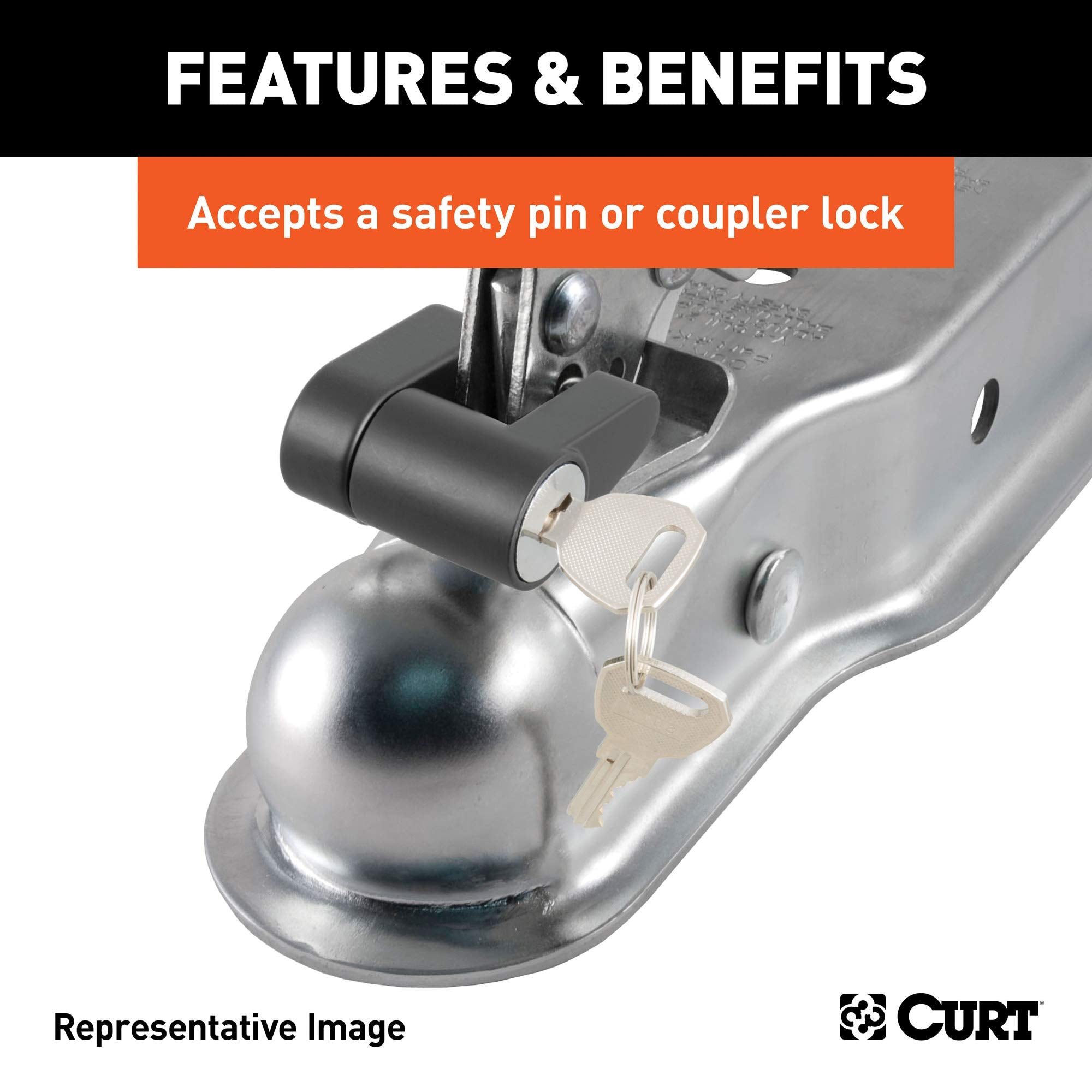CURT Straight Tongue Trailer Coupler for 2-In Hitch Ball, 3-Inch Channel, 5,000 lbs