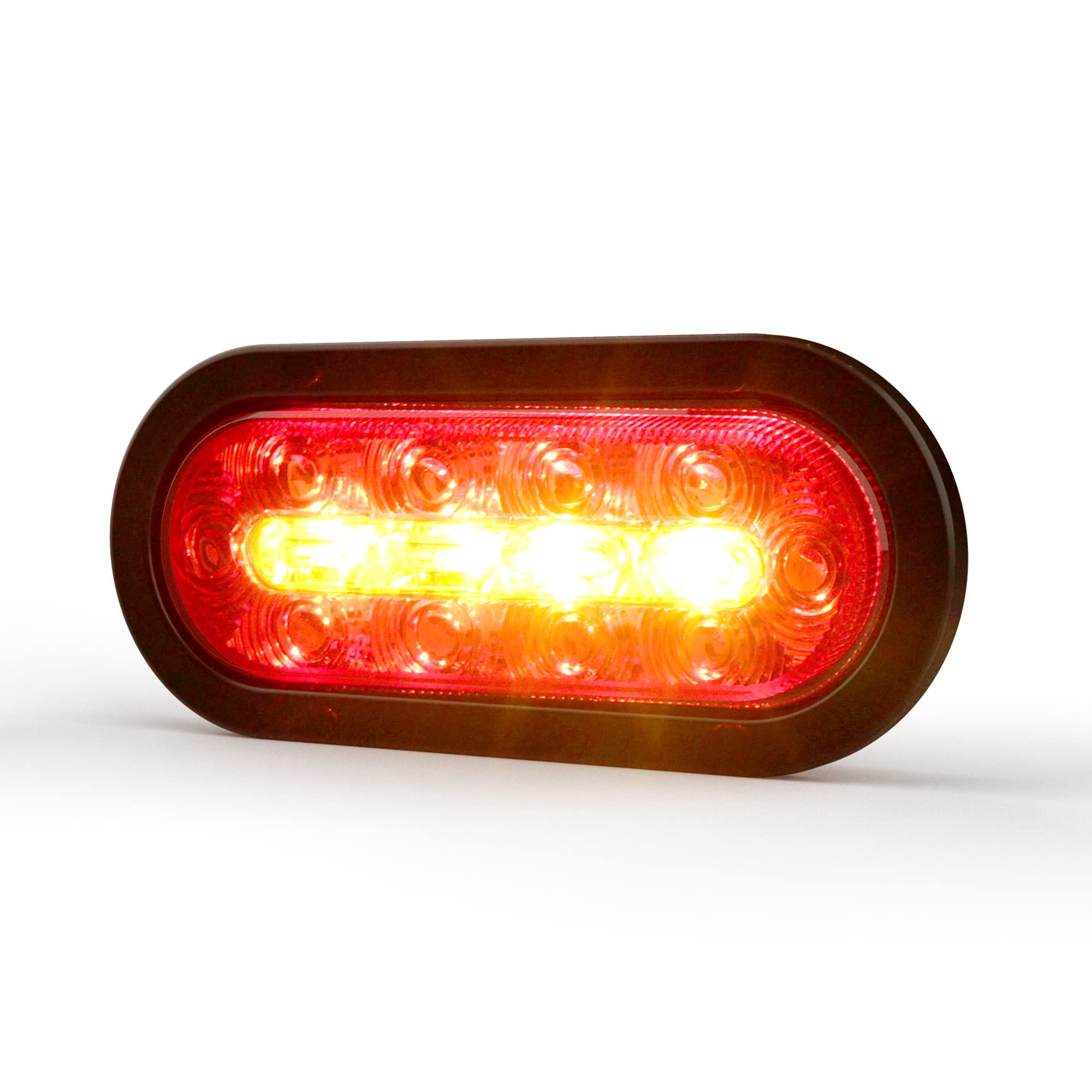 ECCO 8 Inch LED STTR Warning Light Amber White 12V 24V Surface Mount Waterproof Construction Caution Lights for Truck off Road car Commercial Vehicles, 5 Year Warranty