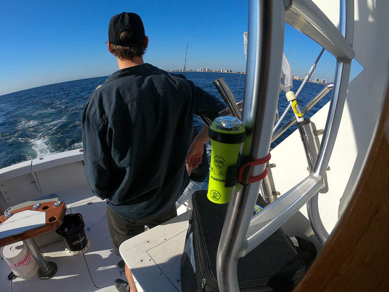 ACR FLOAT-ON OLAS Man Overboard System for adults, kids, and pets with integrated LED Flashlight and Water Activated Strobe for boating safety