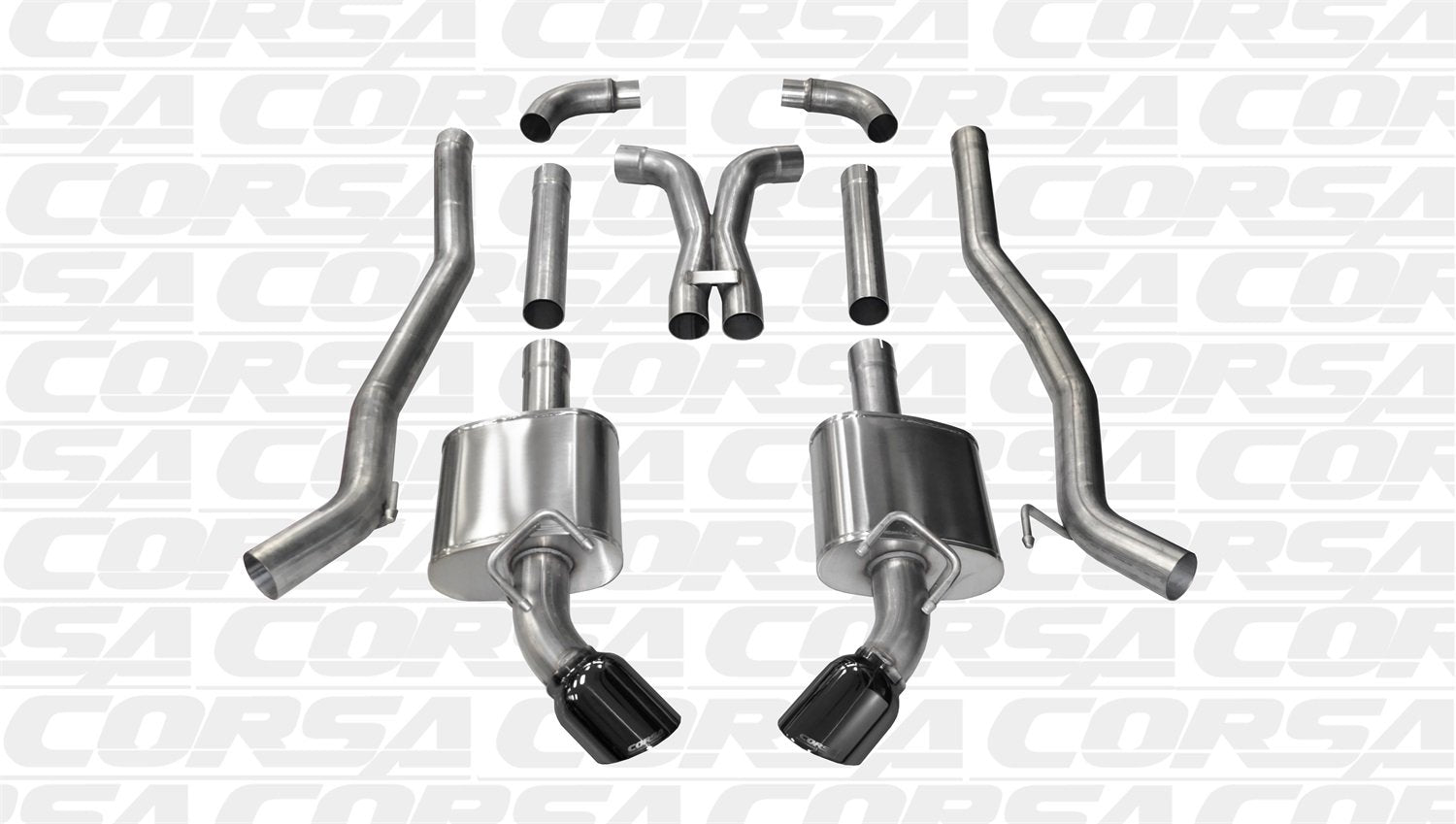 Corsa Cat Back Exhaust 14968BLK (Dual Rear Exit with Black Twin Pro Series Tips), 1 Pack