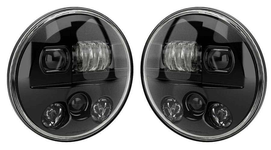 JW Speaker Model 8730 LED Headlight, 7 Inch Round, Set of 2 (Unheated Black)