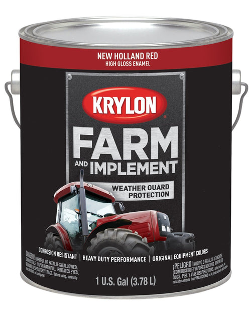 Krylon Brush On-Paint Farm & Implement, High Gloss, New Holland Red, 1 Gallon