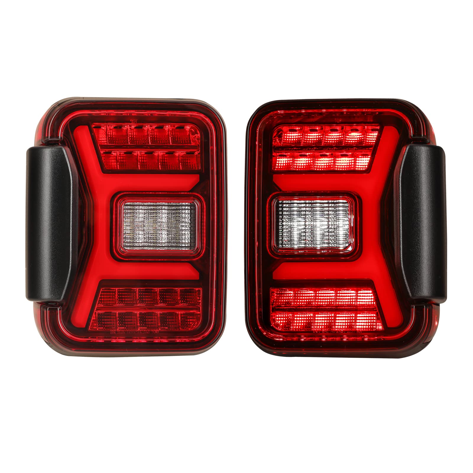 LED Tail Lights Assembly Winjet Fit For 2019 2020 2021 2022 2023 2024 2025 2026 Jeep Gladiator JT, Full Led Functional Rear Lamp Replacement w/Sequential Turn Signal (Black Housing Red Lens)