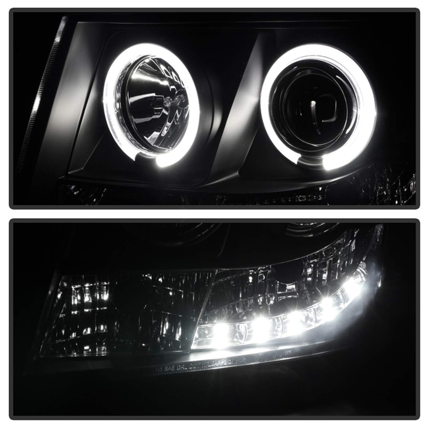 Black/Smoked Spyder Auto LED Halo Projector Headlights
