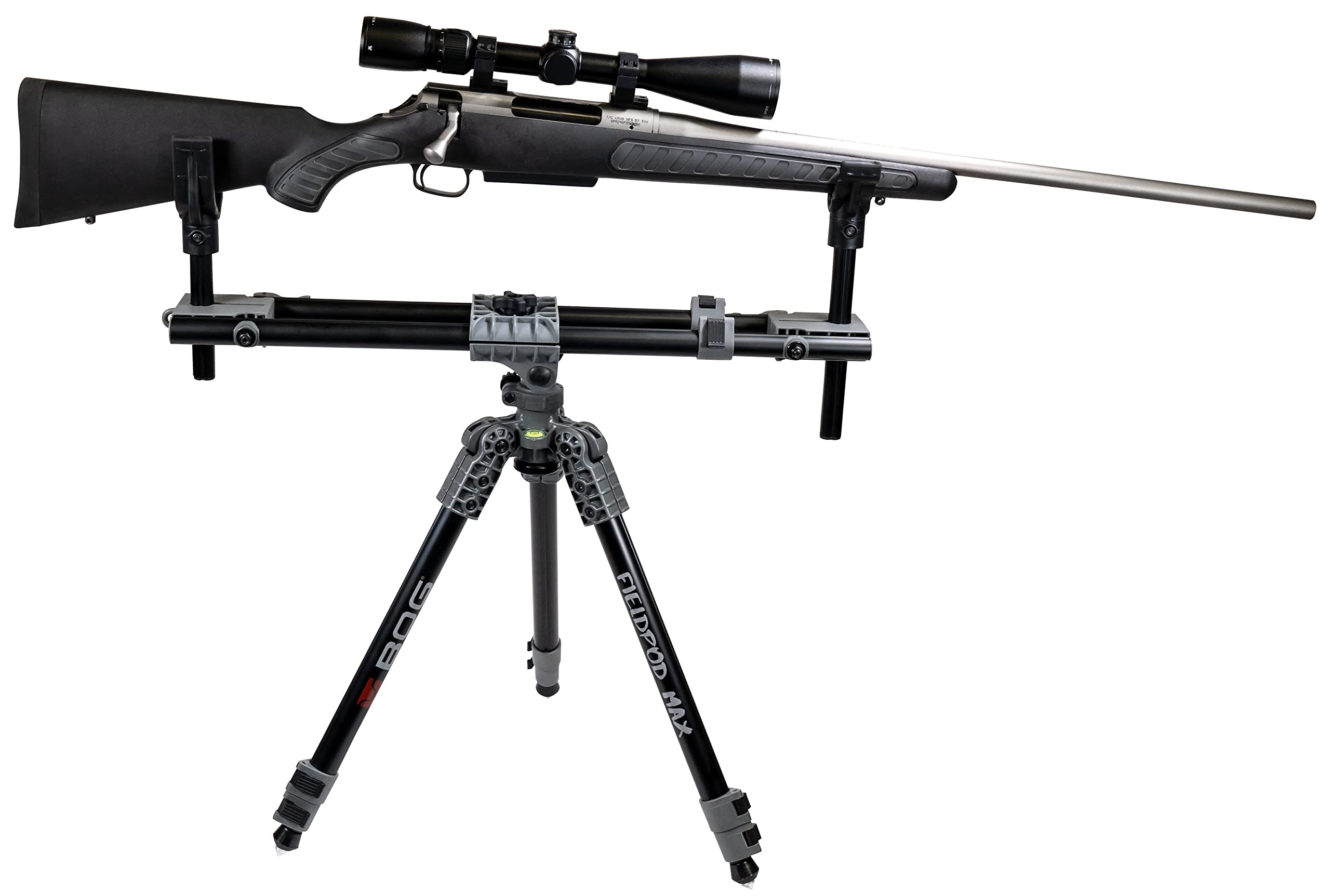 FieldPod Max BOG Hunting Rest with Maximum Shooting Stability, Bubble Level, Tension Knobs, Non-Marring Hands-Free Gun Rest, Adjustable Legs, and Screw Out Spikes for Hunting, Shooting, and Outdoors
