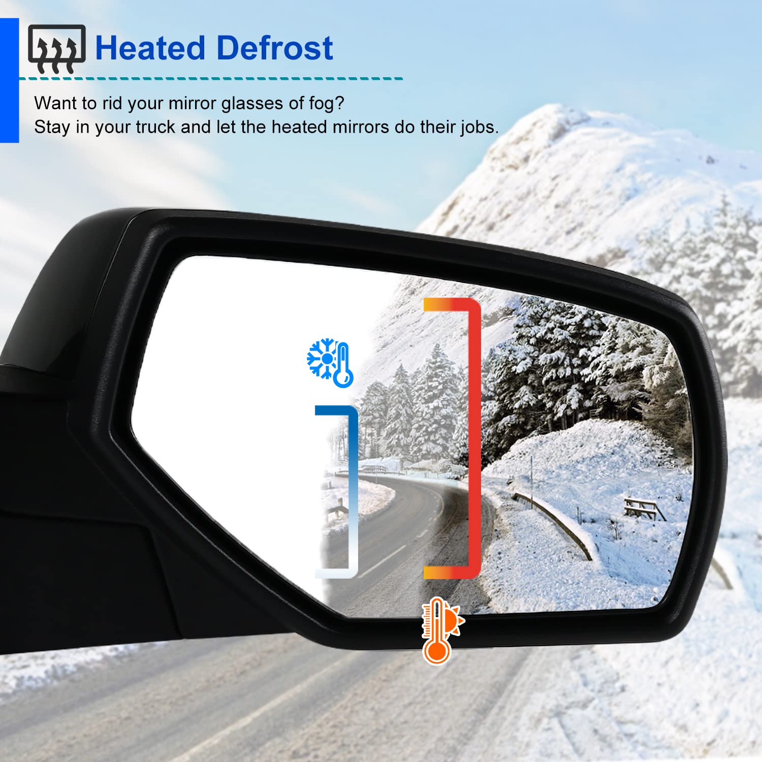 Power Spec-D Tuning Heat LED Signal + Puddle Light Right Passenger Side Mirror Compatible with Chevy Silverado GMC Sierra 2014-2018