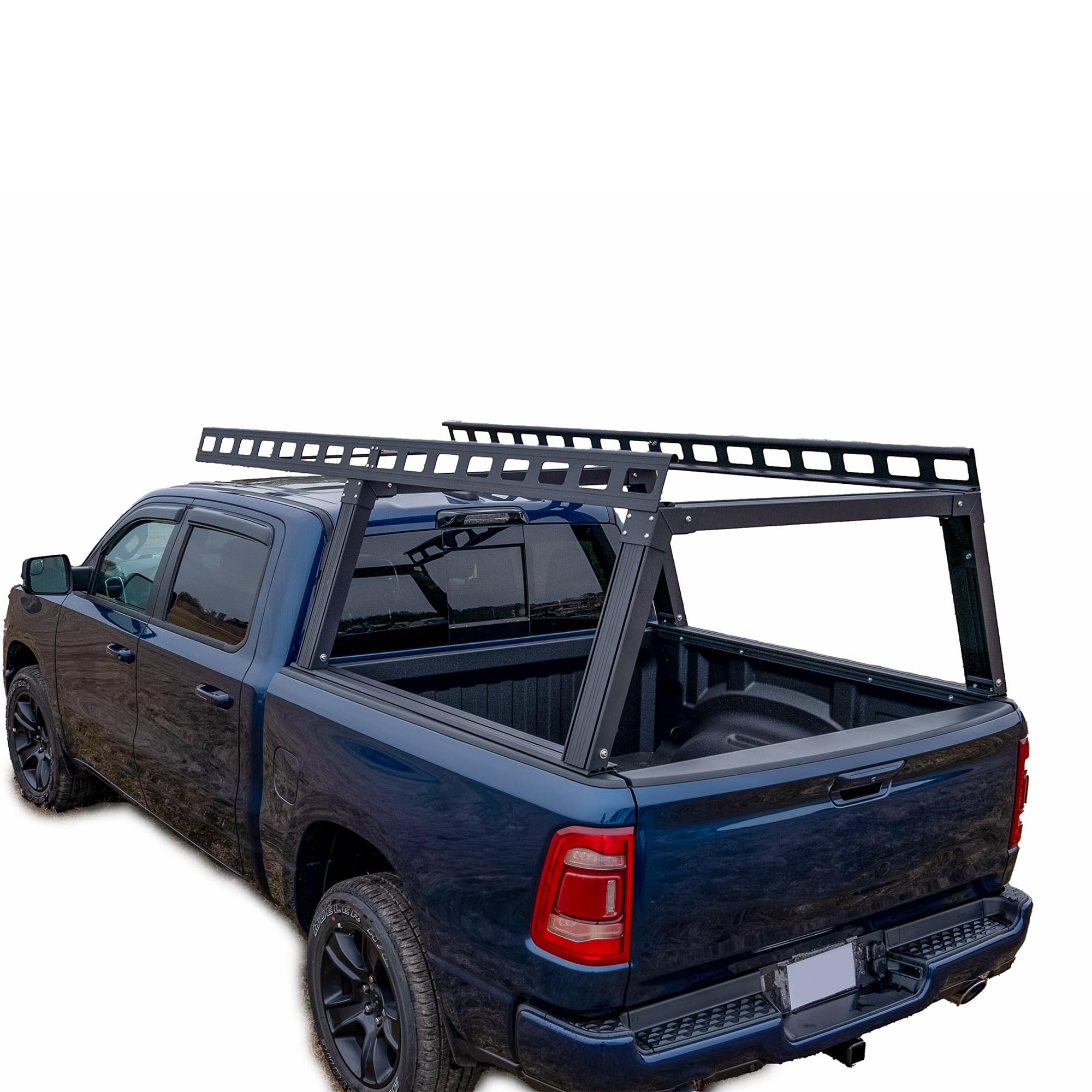Heavy Duty Black Horse Ladder Rack Over Cab System 5.5' Bed Black Powder Coated Compatible with All 3/4-ton Trucks with 5.5ft to 5.7ft Bed Length Not Compatible with tonneau covers-CSFRHD55B