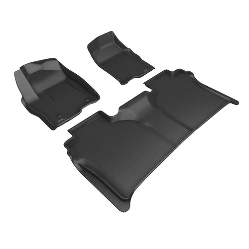 MAXpider 3D Custom Fit Kagu Floor Mat (Black) Compatible with GMC Sierra 1500 Crew Cab 2019-2026 / 2500HD/3500HD Crew Cab 2020-2026 (w/ Bucket Seats, Rear Carpeted Underseat Storage) - Full Set