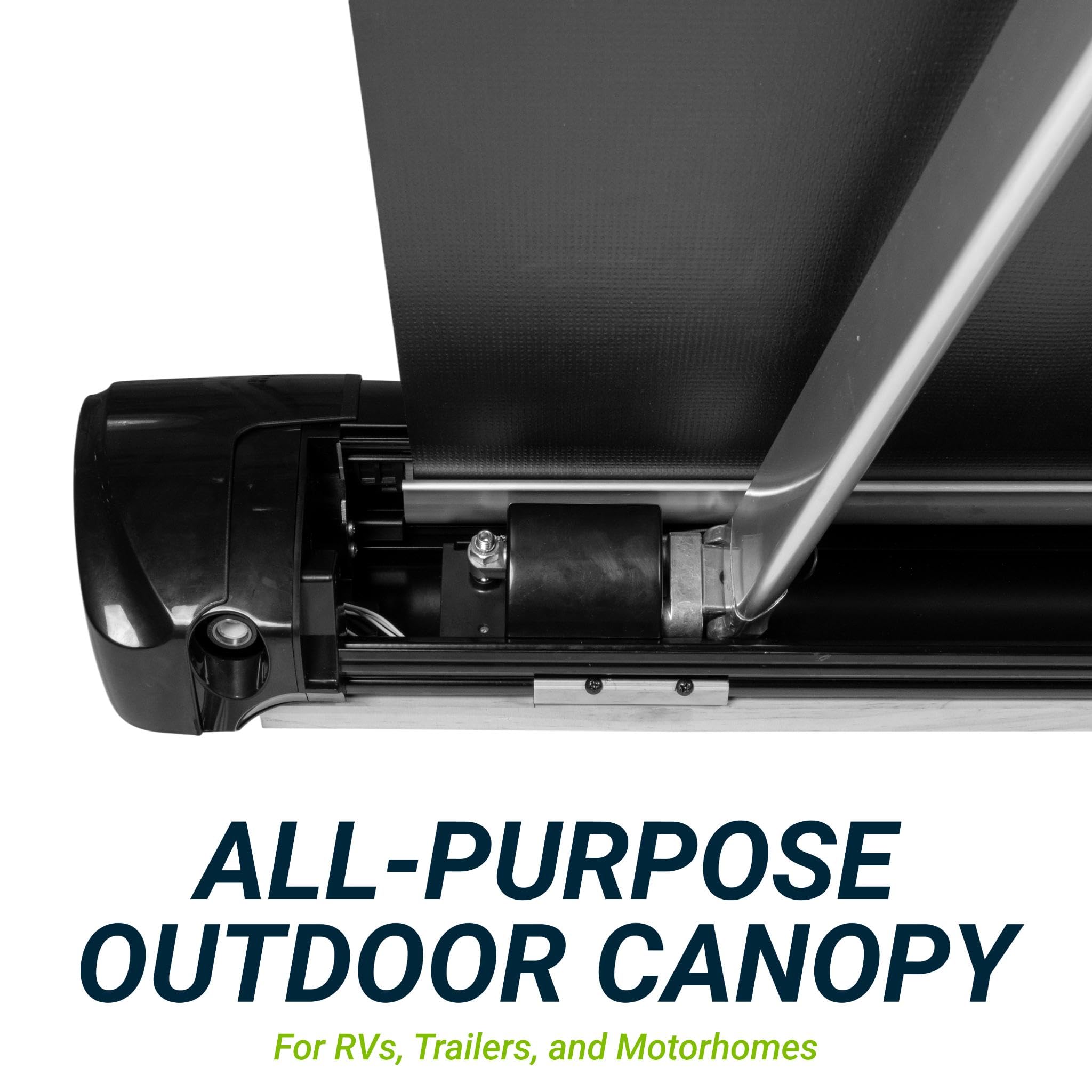 13' Velarium RV Boxed Vinyl Canopy, Black – Heavy-Duty 13.5oz 3-Ply Material, Cold & Crack-Resistant RV Awning, All-Purpose Outdoor Canopy for RVs, Trailers, and Motorhomes (Fabric Size 12' 2")