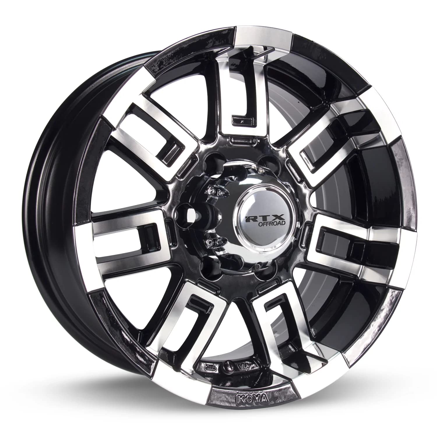 RTX Custom Crush Wheel Machined - Black with Machined Face 16" x 8", 12 Offset, 6x139.7 Bolt Pattern, 108mm Hub