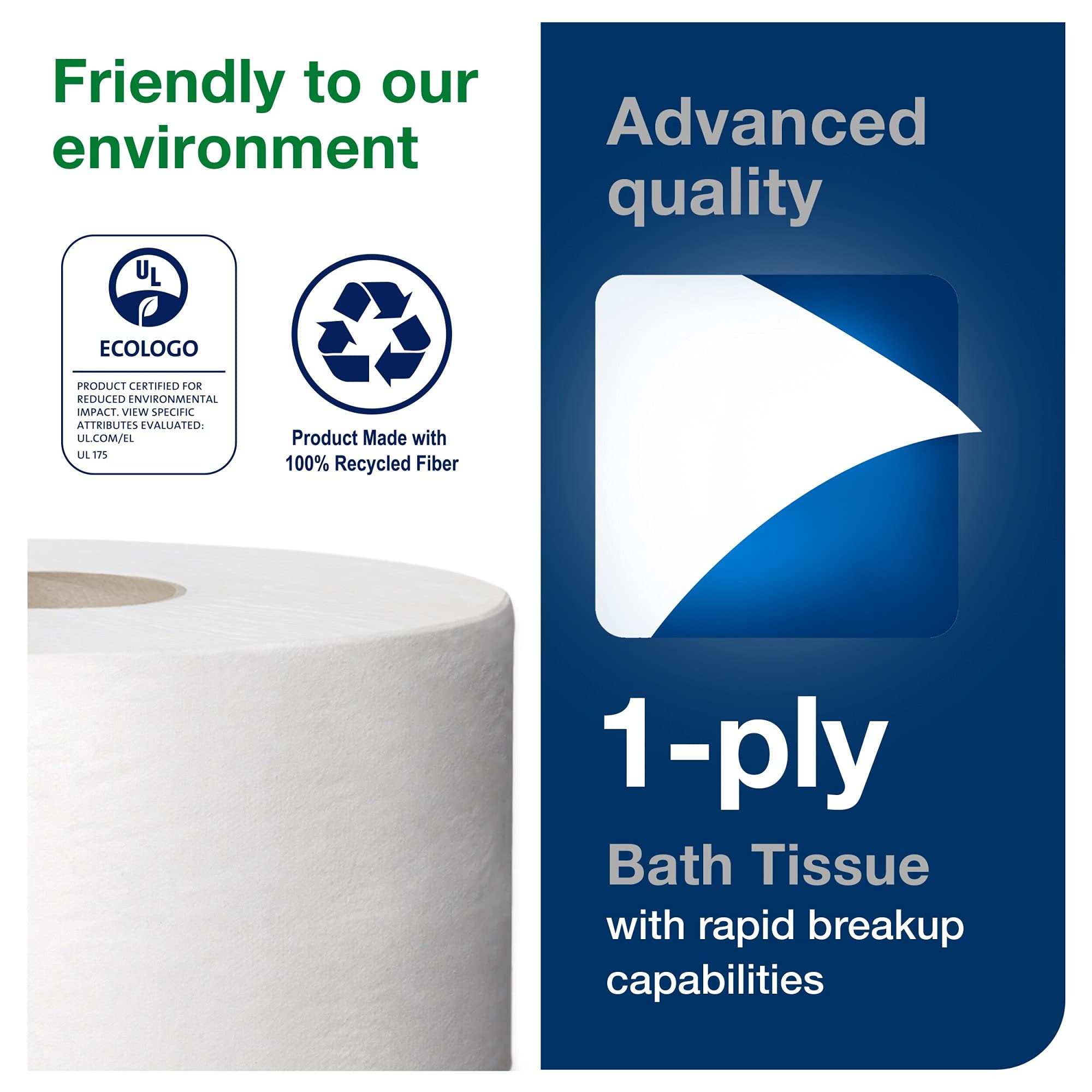 Tork Toilet Paper Roll Mini Jumbo White T2, Advanced, 1-Ply, 12 x 1200', 12013903