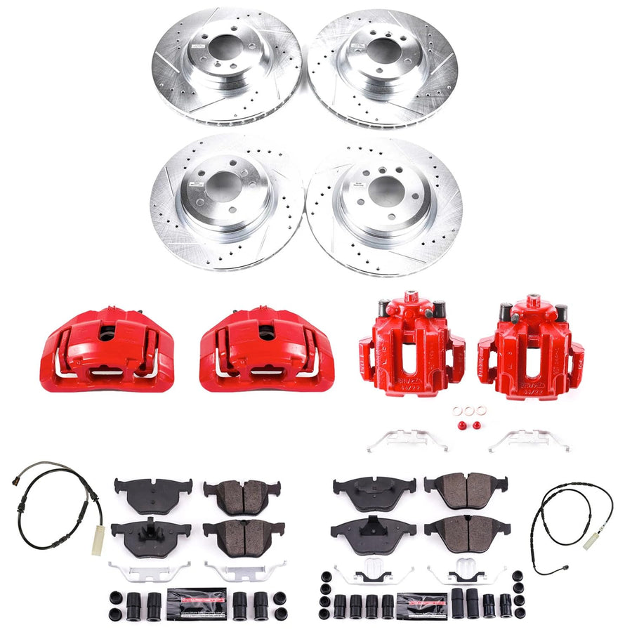 Power Stop Z23 Evolution KC7021 Front and Rear Caliper Kit-Drilled/Slotted Rotors, Carbon Ceramic Brake Pads & Calipers For BMW X1 2013-2015 [Model Specific]