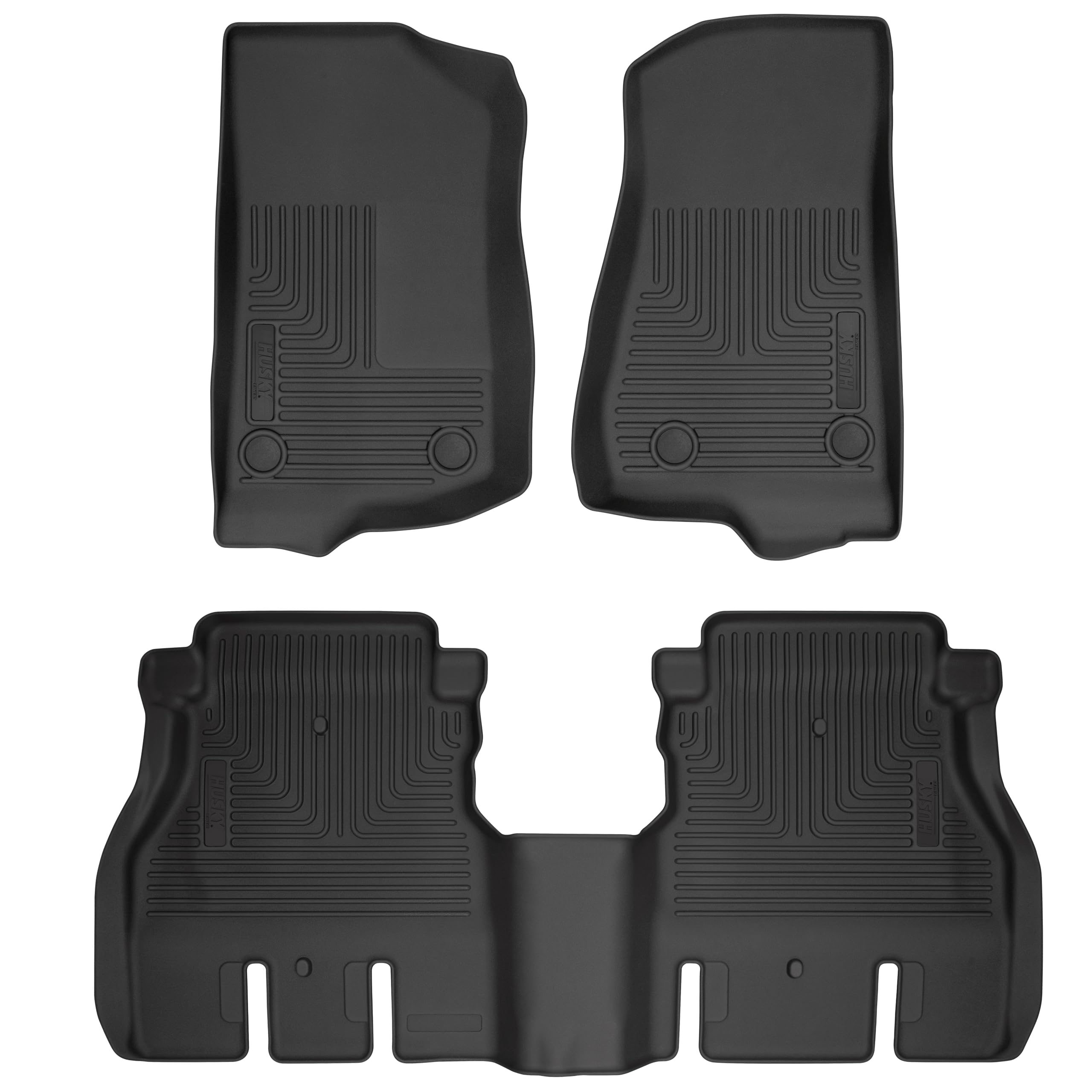 Weatherbeater Husky Liners Floor Mats | Fits 2018-2025 Jeep Wrangler(JL), Unlimited, 4-Door | Front & 2nd Row, 3-pc | 93921