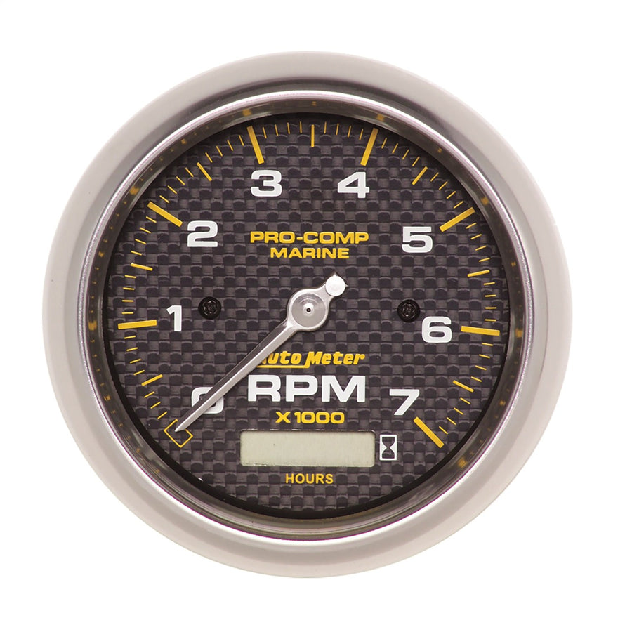 Tachometer Auto Meter 200890-40, 3 3/8", 7K RPM, W/Hourmeter, Marine Carbon Fiber