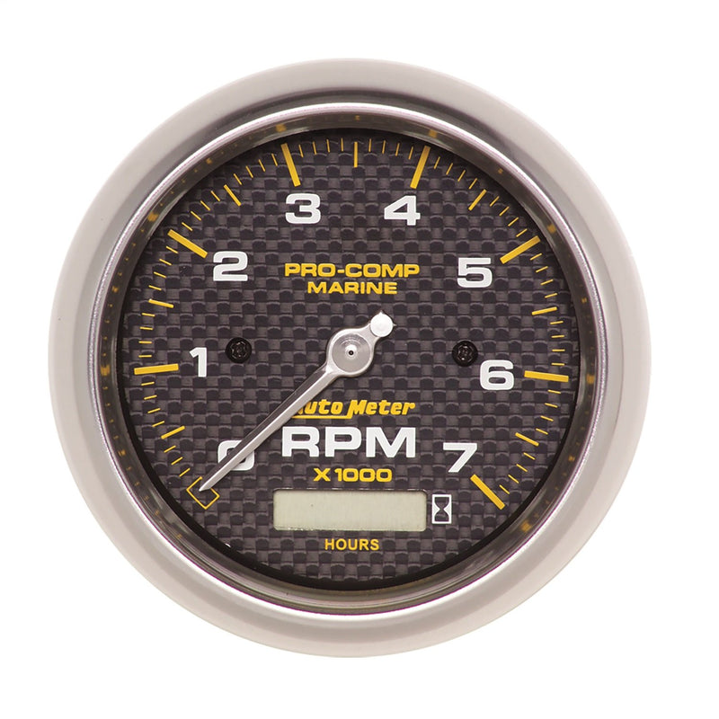 Tachometer Auto Meter 200890-40, 3 3/8", 7K RPM, W/Hourmeter, Marine Carbon Fiber