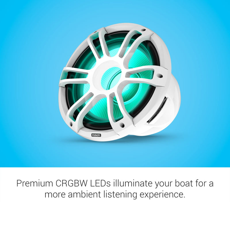 Fusion® Garmin Signature Series 3i Marine Subwoofers, 12" 1400-watt CRGBW Sports White Marine Subwoofer
