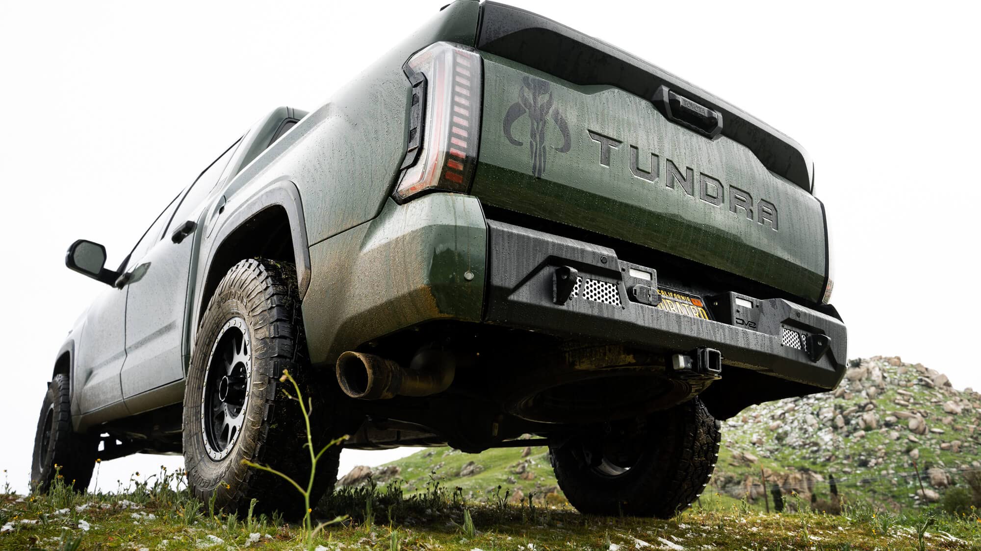 Rear Bumper DV8 Offroad MTO Series for 2022-2025 Toyota Tundra | Retains OEM Features | Light Mounts for (2) 3" Light Pods | Sleek and Tough Mid-Width Design | Bolt-On Design