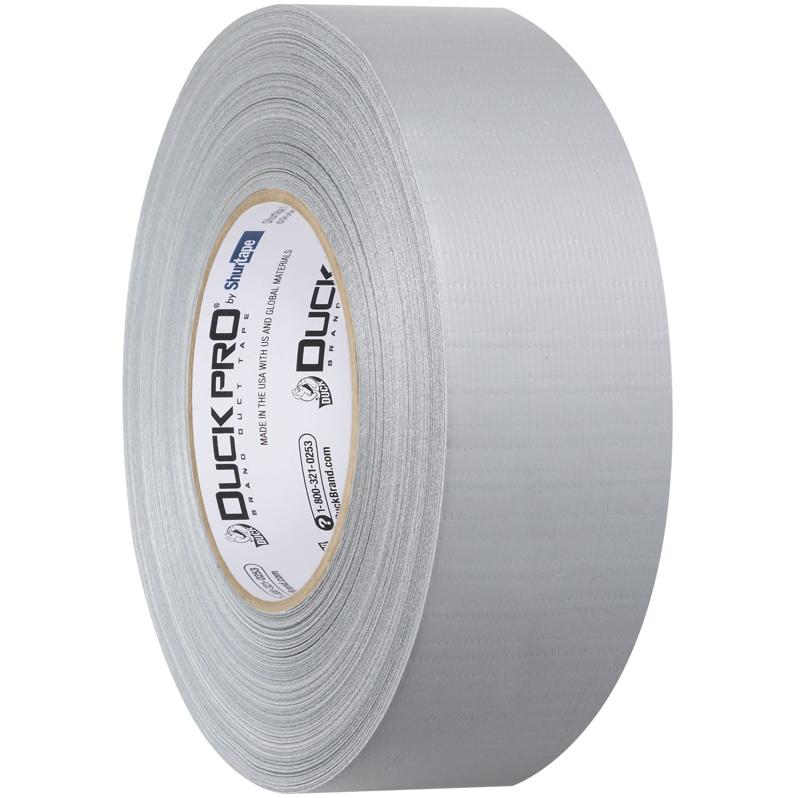 Shurtape Duck Pro Contractor Grade, Co-Extruded Cloth Duct Tape for Sealing, Seaming, Repair and Remodel, 48mm x 60yd, 10.0 mil, Silver, 1 Roll (105450)