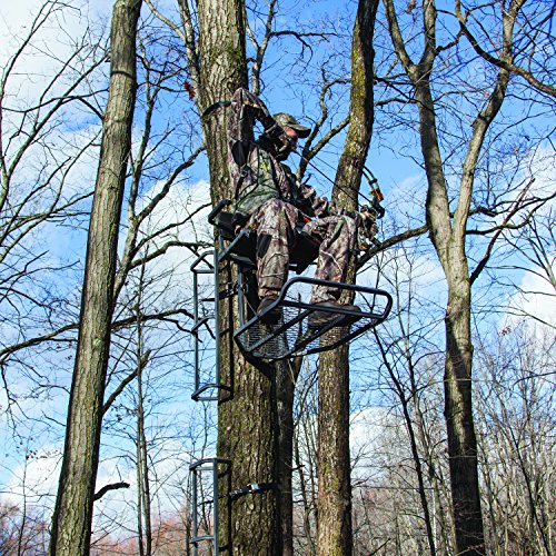 Big Foot RE556, TearTuff XL Lounger, Lever-Action Hang-On Tree Stand with TearTuff Flip-up Mesh Seat, Oversized 37.5” x 24” Platform, Arm/Foot/Back Rests, Black