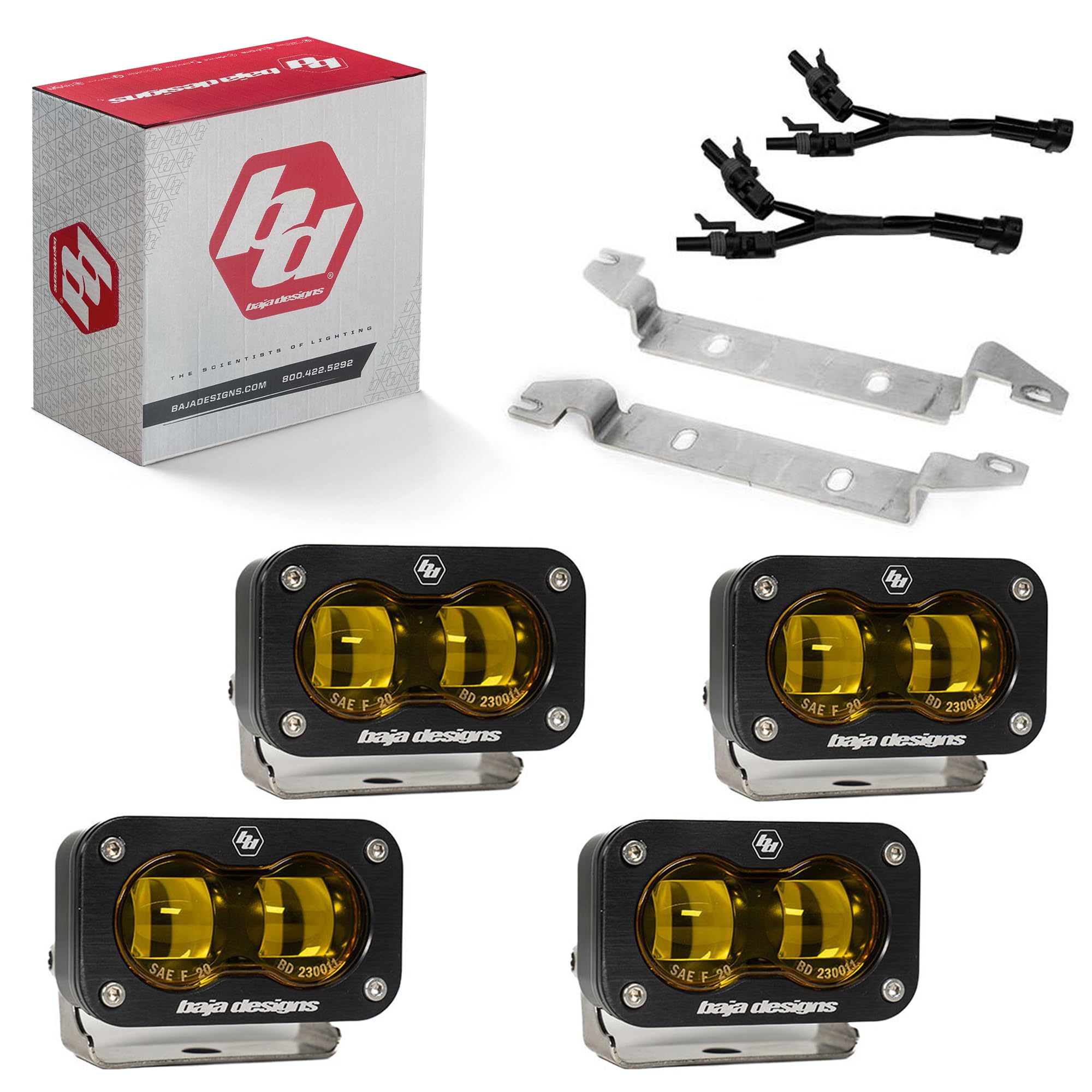 Baja Designs S2 LED OEM Replacement Fog Light Kit for Toyota Tacoma 2024+ (SAE Spot Lens, Amber)