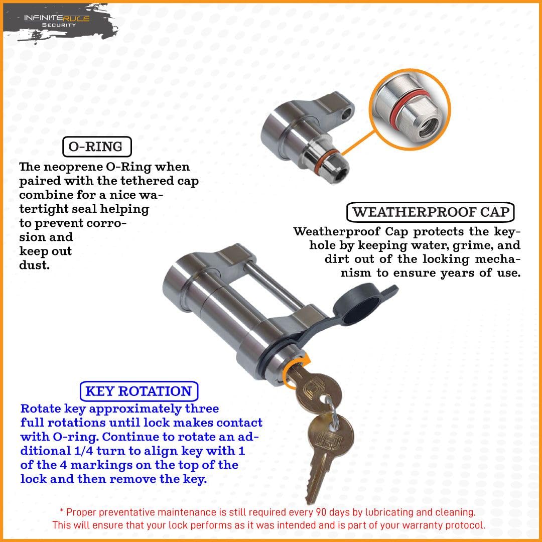 61159 InfiniteRule Security | Trailer Latch Lock for Straight-Tongue Coupler with Posi-Lock