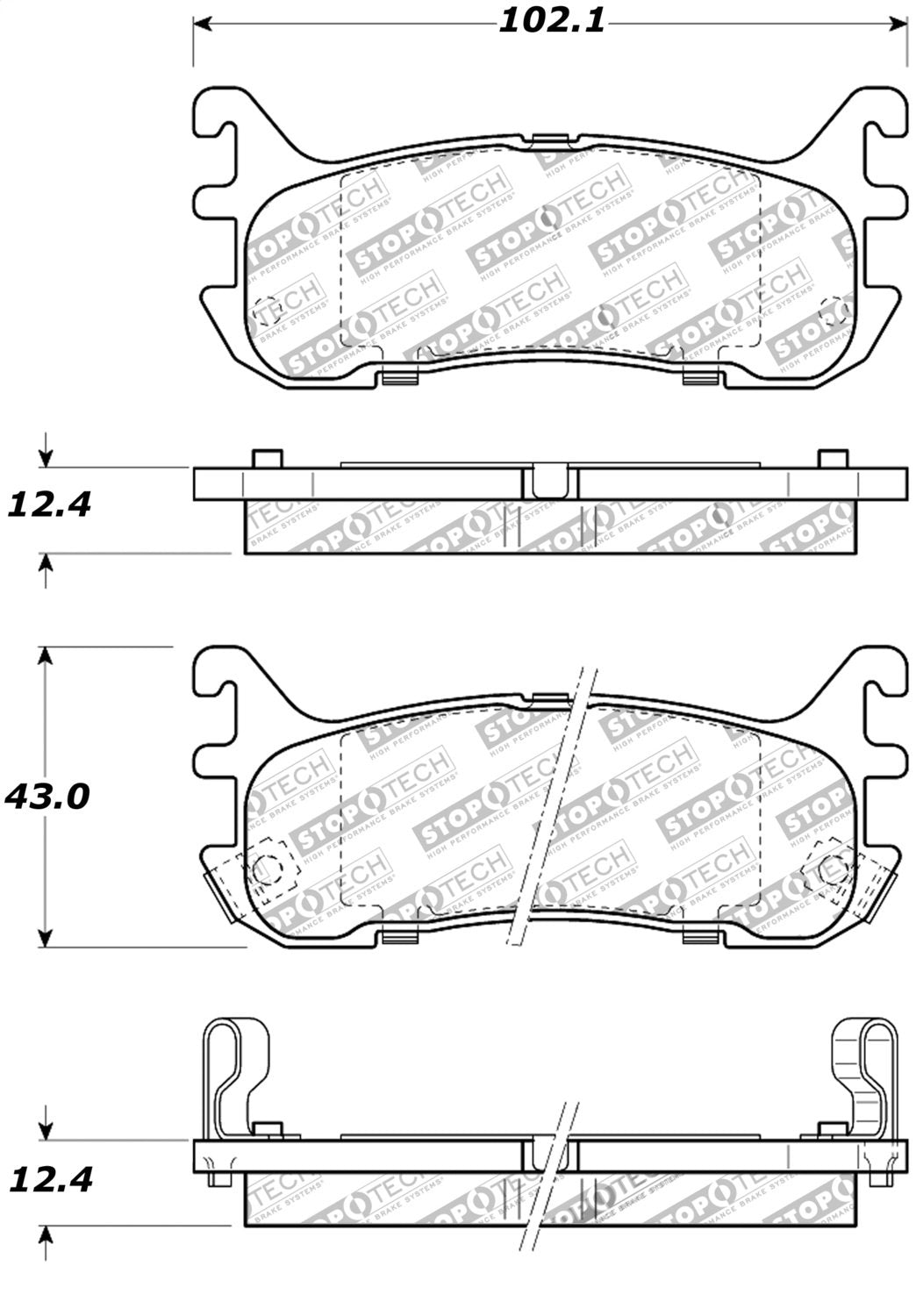 Rear StopTech 308.06360 Brake Pads with Shims and Hardware Street