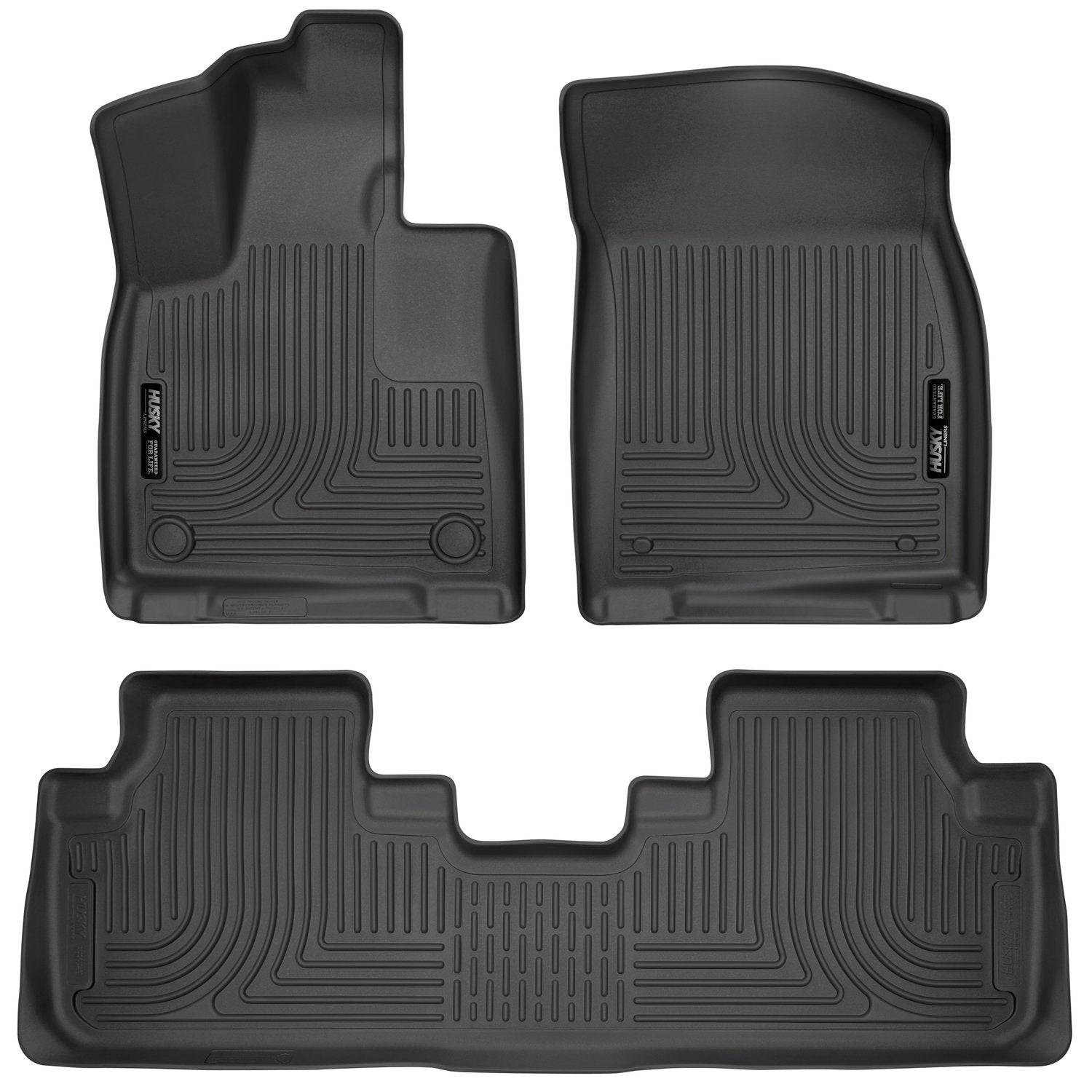 Weatherbeater Husky Liners Floor Mats | Fits 2016-2022 Lexus RX350 & RX450H; Fits 2018-2022 RX350L & RX450HL | Front & 2nd Row, 3-pc Black - 99651