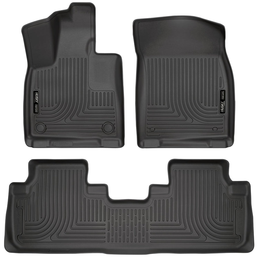 Weatherbeater Husky Liners Floor Mats | Fits 2016-2022 Lexus RX350 & RX450H; Fits 2018-2022 RX350L & RX450HL | Front & 2nd Row, 3-pc Black - 99651