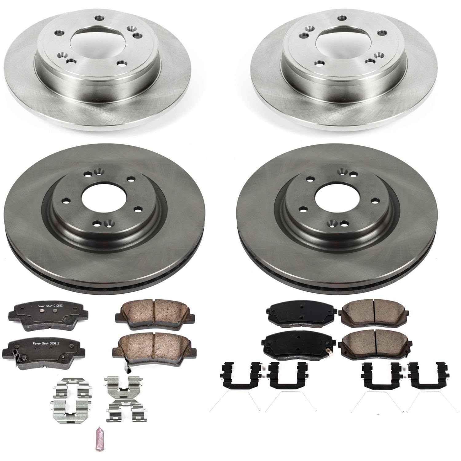 Power Stop KOE8012 Replacement Brake Kit-OE Front and Rear Brake Rotors & Ceramic Pads For Kia Soul 2017-2019 [Model Specific]