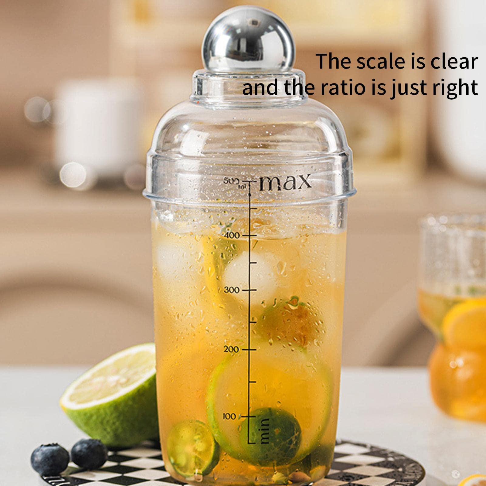 Cocktail Cup Shaker,Exquisite Manual Drink Mixing Boba Tea 500ml | Food Grade Cocktail Mixing Glass, Professional Margarita Mixer, Aakg