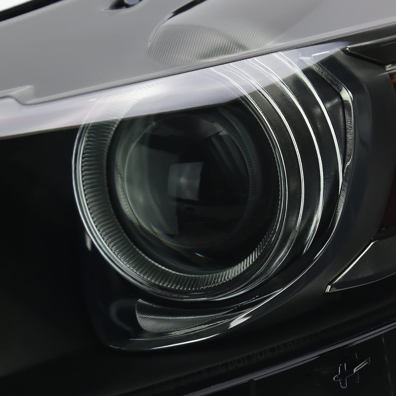 Black Smoke SPEC-D TUNING Projector Headlights w/LED Sequential Switchback Turn Signal Strips and Startup Animation Compatible with 2015-2020 Ford Mustang, Left + Right Pair Headlamps Assembly