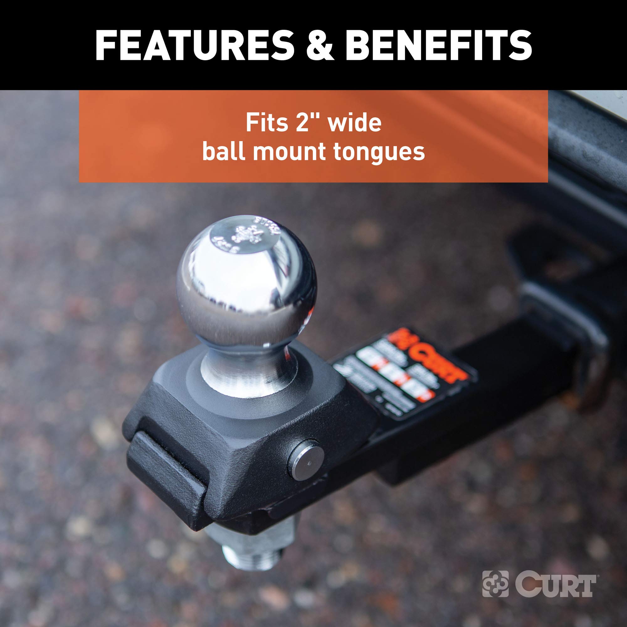 CURT RockerBall 40246 Cushion Hitch Trailer Ball 3,500 lbs, 2-Inch Diameter, 3/4-Inch Shank