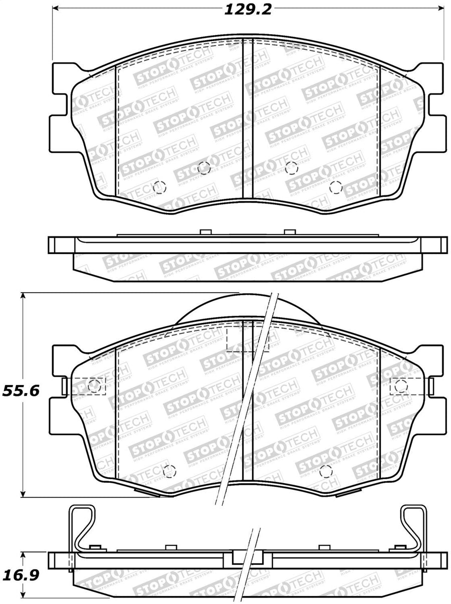 Front StopTech 308.11560 Brake Pads with Shims and Hardware Street