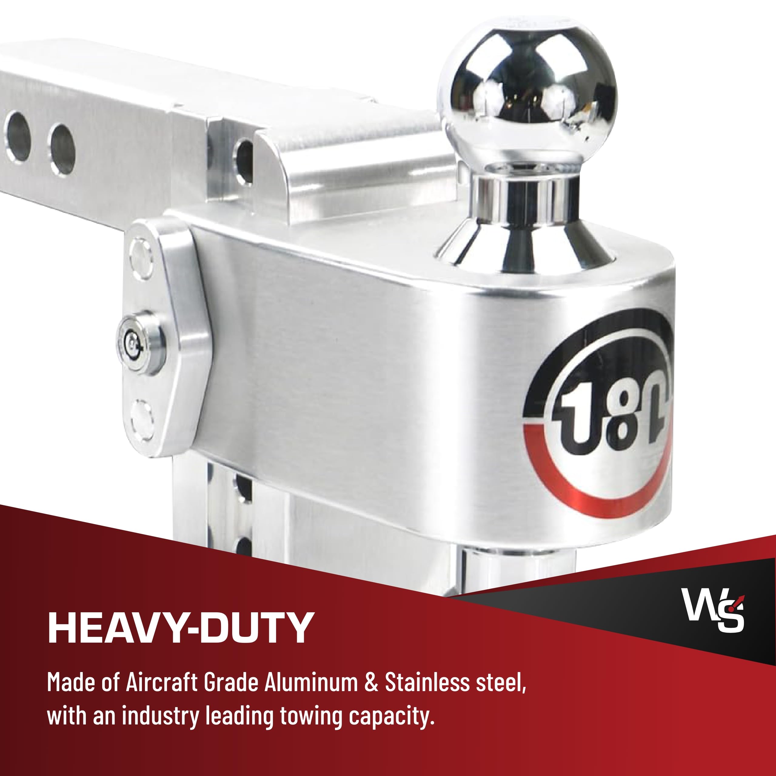 Weigh Safe Adjustable Hitch Ball Mount Trailer - 4" Adjustable Drop Hitch for 2" Receiver - Premium Heavy Duty Aluminum Trailer Tow Hitch w/Chrome Plated Tow Balls (2" & 2 5/16") - 12,500 lbs GTW