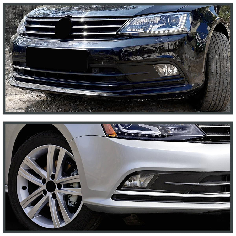 Clear SPEC-D TUNING Bumper Driving Fog Lights + Bulbs + Switch Compatible with 2015-2018 Volkswagen Jetta L+R Pair Assembly