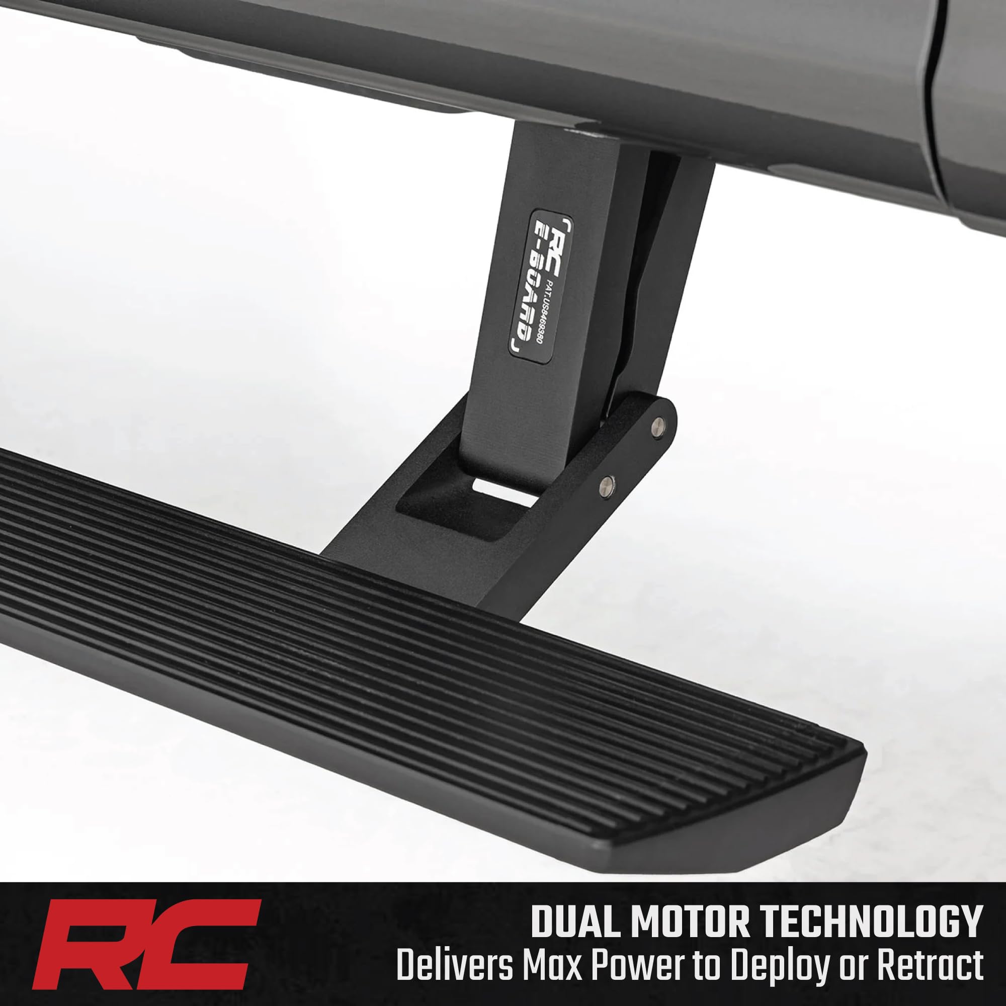 Rough Country Power Running Boards with LED Step Lights for Crew Cab Ford F-150 Lightning/F-250/F-350/Raptor (2015-2026) - Retractable Electric Side Steps, Non-Slip Aluminum Design