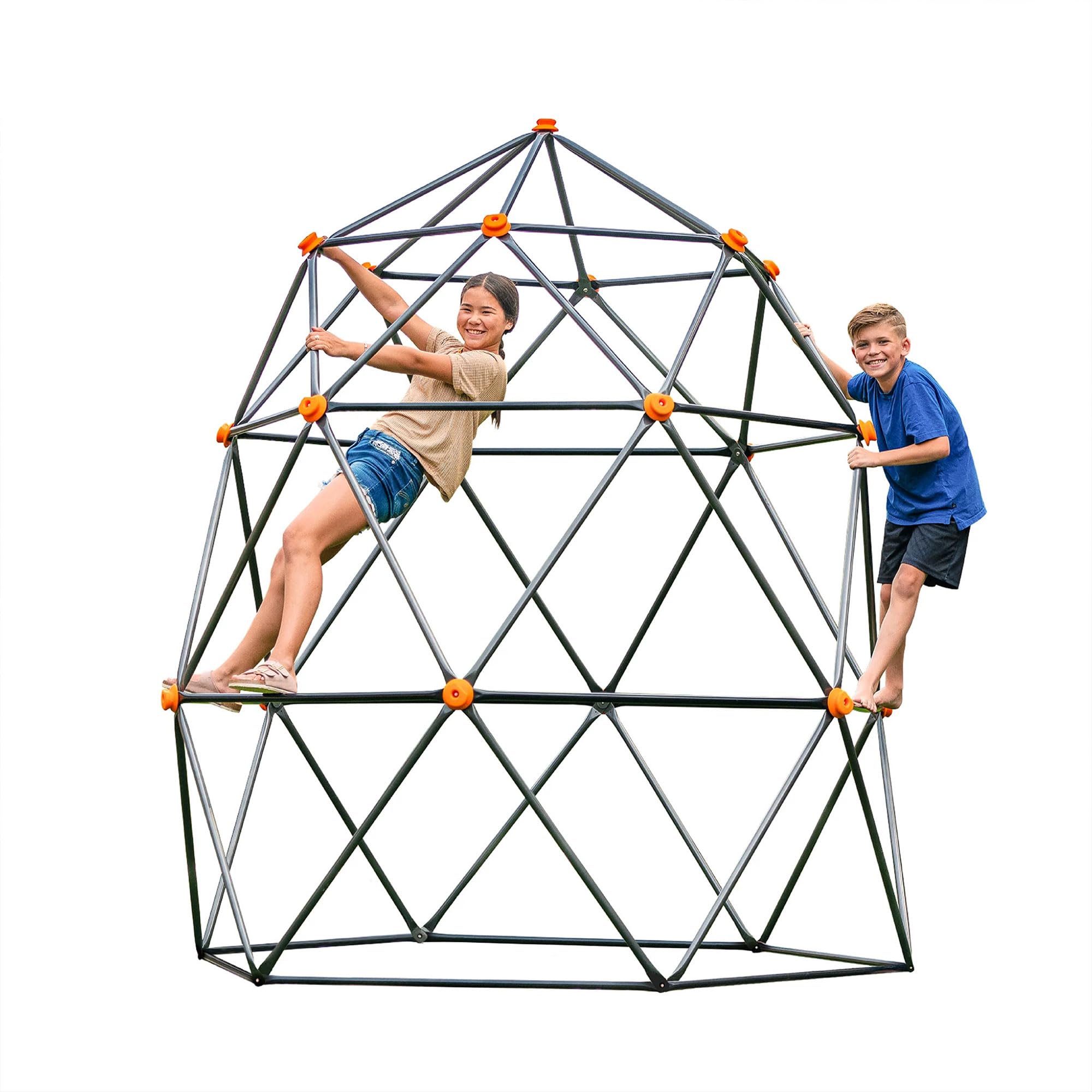 SummitPro 7.5ft Kids Outdoor Climber – gobaplay Climbing Dome, Metal Backyard Play Structure Playground Equipment with Rock Climbing Hand Grips
