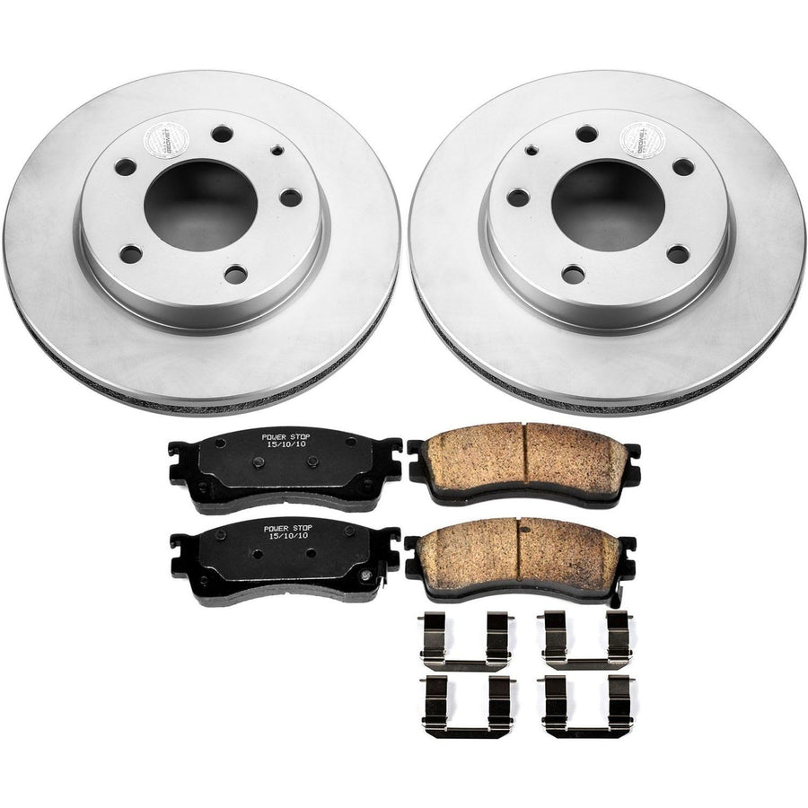 Power Stop Coated Brake Rotor CRK788 and Ceramic Brake Pads- Front For Mazda Protege 2001-2003, Mazda Protege5 2002-2003 [Model Specific]