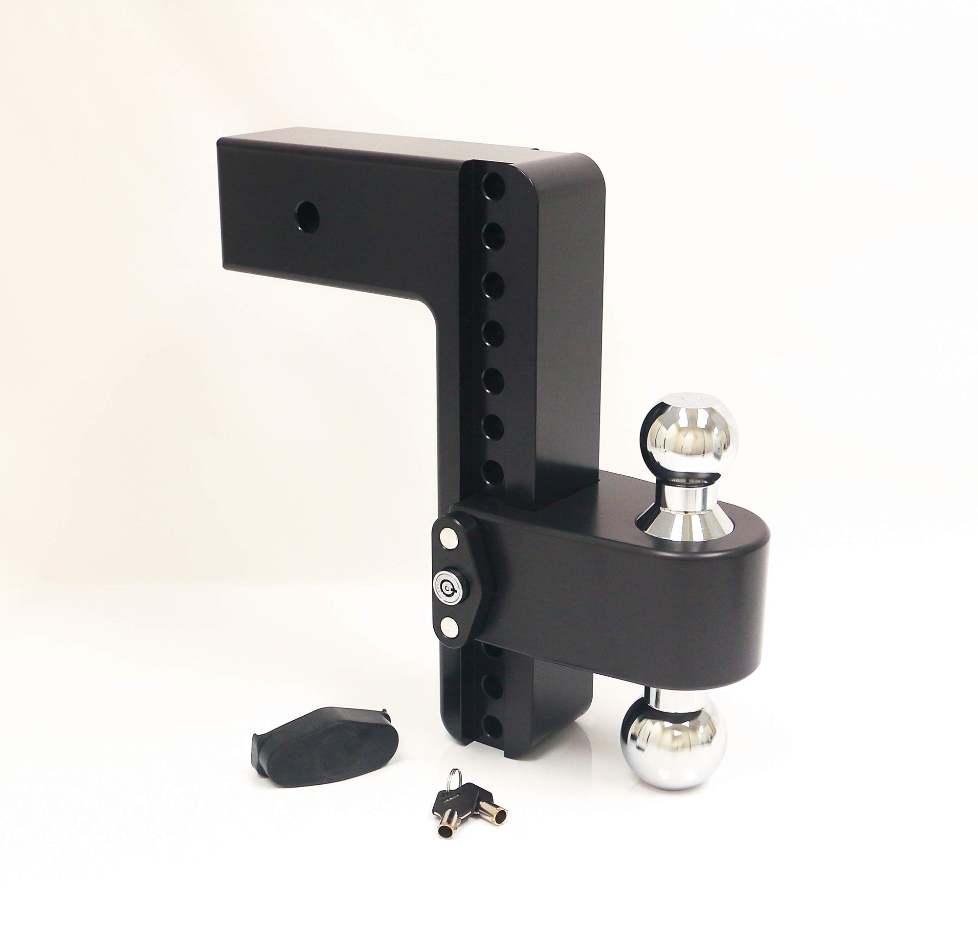 Weigh Safe CTB103CERBLA, 180 Hitch 10" Drop w/ 3" Shank/Shaft, Adjustable Aluminum Trailer Hitch & Ball Mount, Chrome Plated Combo Ball (2" & 2-5/16") & a Double-pin Key Lock CERAKOTE Black