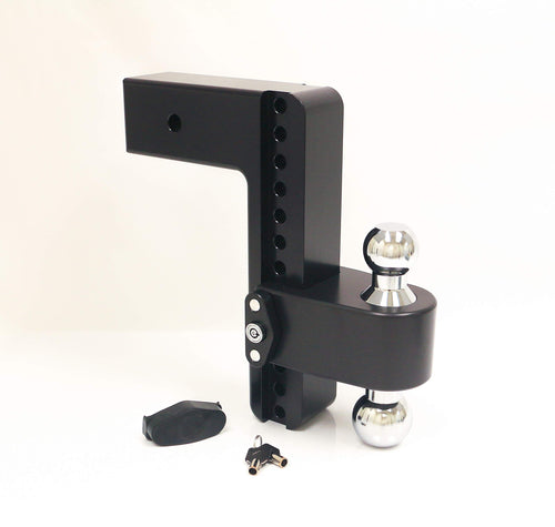 Weigh Safe CTB103CERBLA, 180 Hitch 10" Drop w/ 3" Shank/Shaft, Adjustable Aluminum Trailer Hitch & Ball Mount, Chrome Plated Combo Ball (2" & 2-5/16") & a Double-pin Key Lock CERAKOTE Black